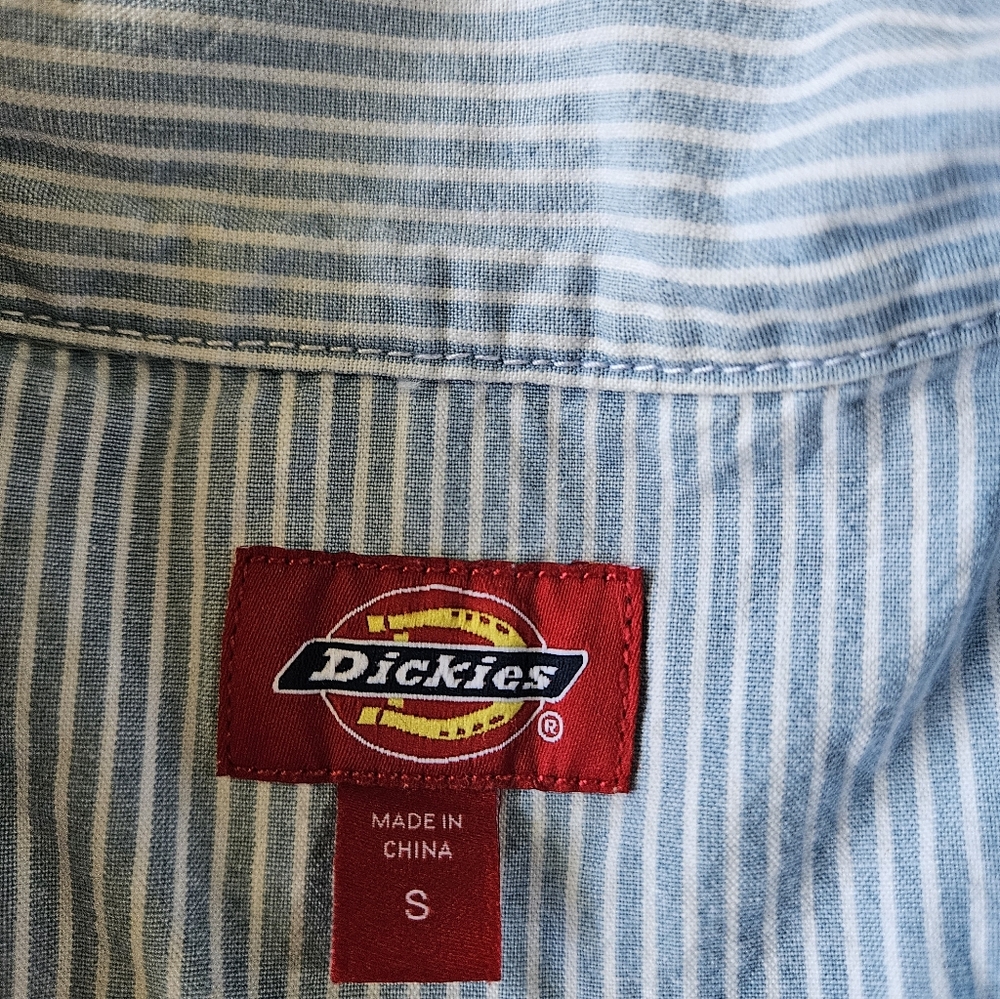 Dickies Women's Cropped Pinstripe Work Shirt - Size Small - Picture 7 of 9